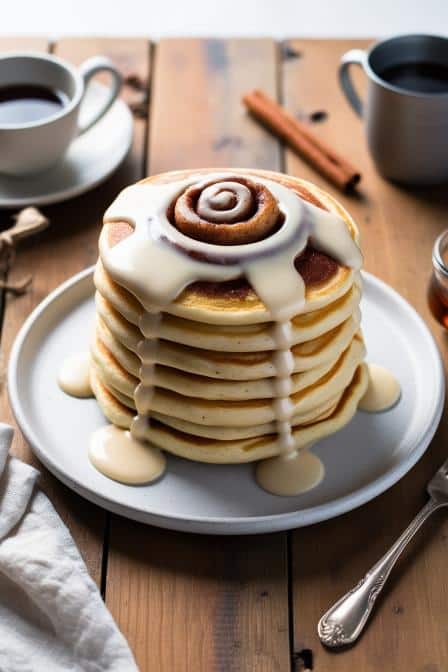 Fluffy Cinnamon Roll Pancakes