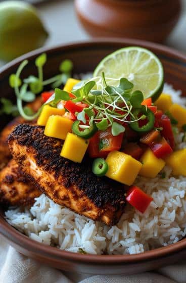 Jerk Chicken Bowls with Mango Salsa