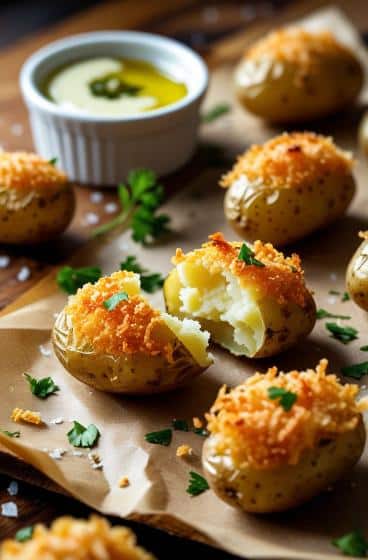 Parmesan Potatoes with Garlic Dip