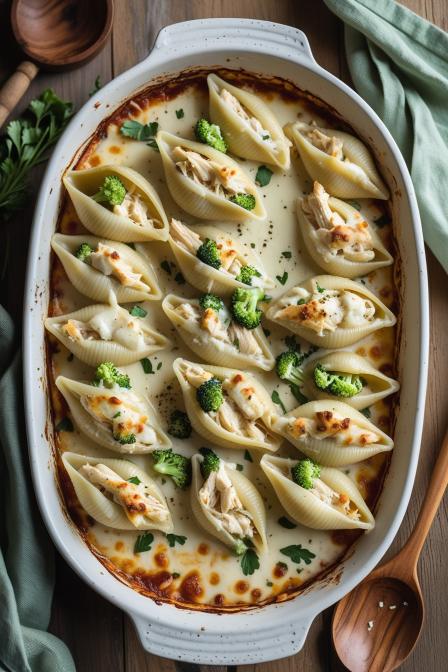 Chicken & Broccoli Alfredo Stuffed Shells: A Cozy Pasta Symphony in a Dish