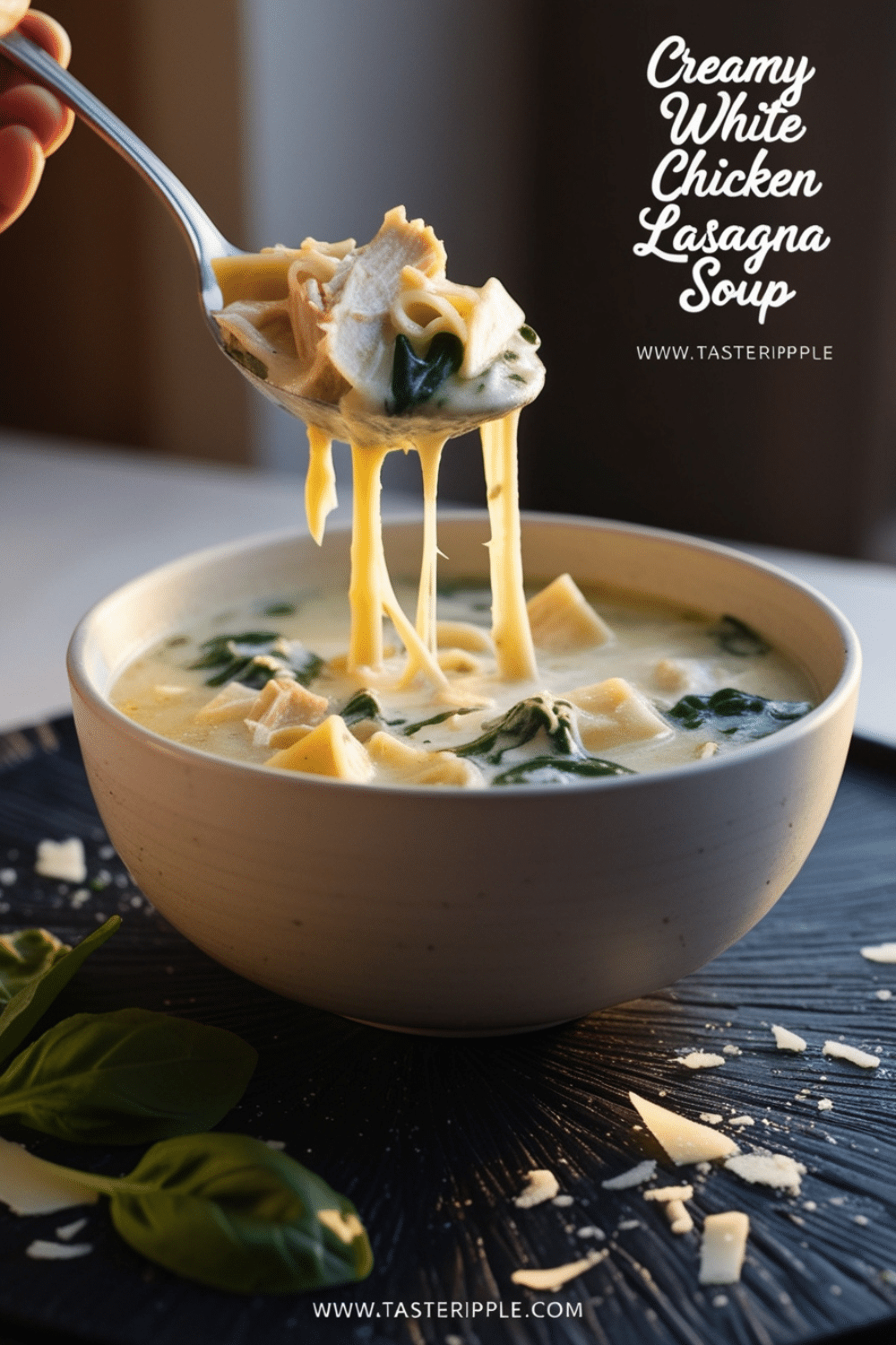 Creamy White Chicken Lasagna Soup