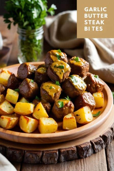 Garlic Butter Steak Bites and Potatoes