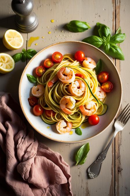 Fresh Tomato Zucchini Shrimp Pasta Recipe