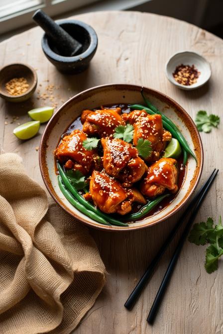 Garlicky Sweet Thai Chili Chicken and Green Beans: A Fiery, Sticky Dance of Flavor