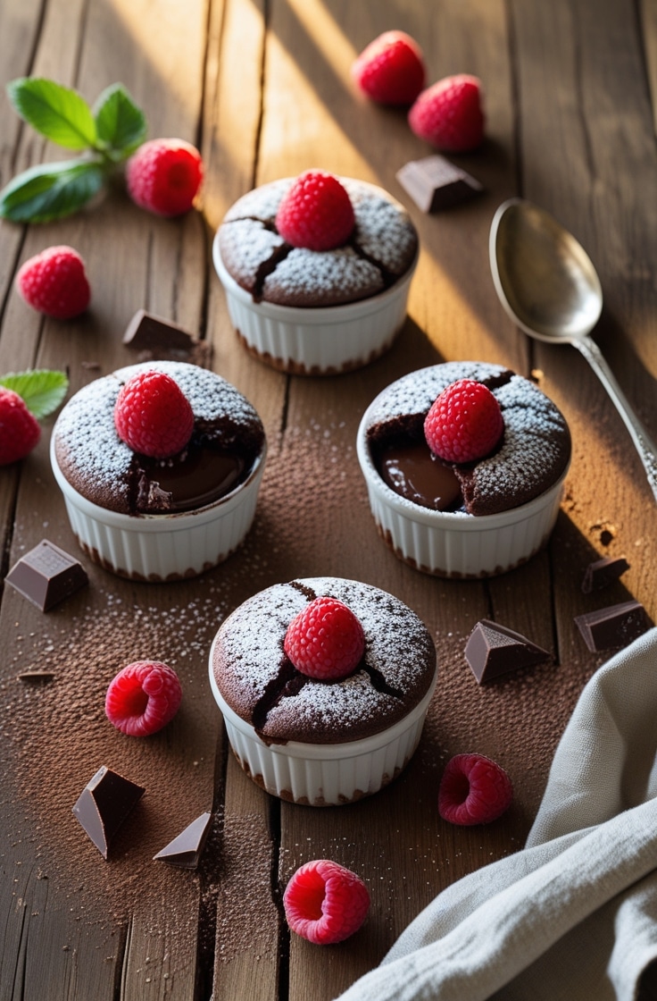 Raspberry Chocolate Lava Cupcakes