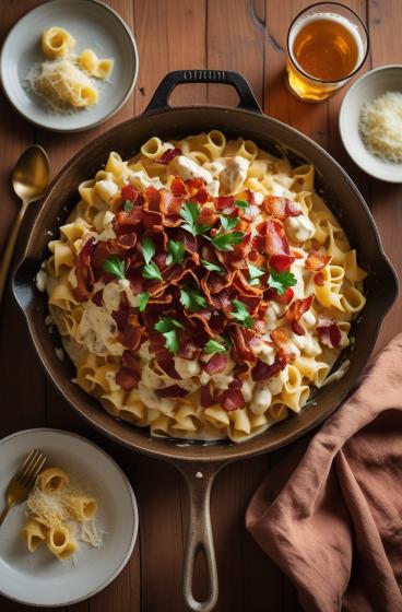 Loaded Bacon Cheeseburger Alfredo Pasta