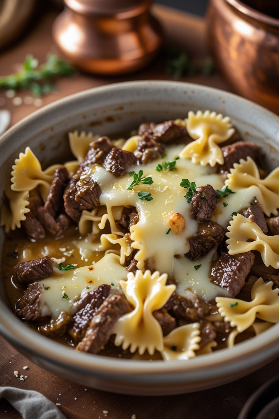 Creamy Parmesan Beef with Rigatoni Pasta