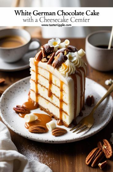 White German Chocolate Cake with a Cheesecake Center