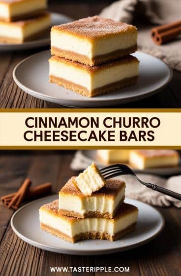 Cinnamon Churro Cheesecake Bars