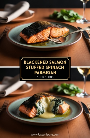 Blackened Salmon Stuffed with Spinach Parmesan