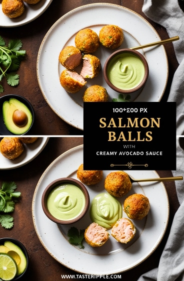 Salmon Balls with Creamy Avocado Sauce