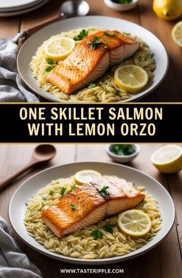 One Skillet Salmon with Lemon Orzo