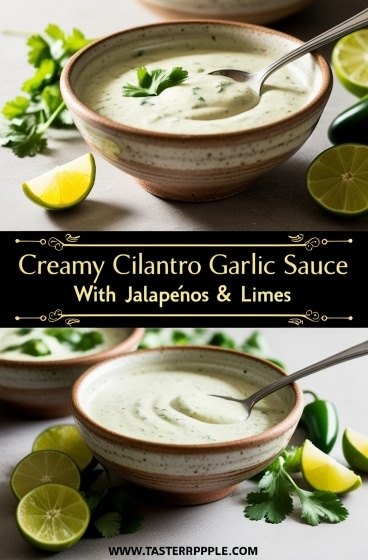 Creamy Cilantro Garlic Sauce with Jalapeños & Limes