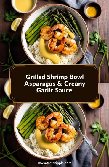 Grilled Shrimp Bowl with Asparagus & Creamy Garlic Sauce