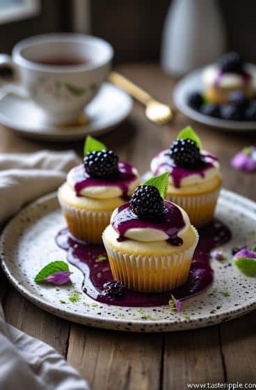 Blackberry Lime Cheesecake Cupcakes
