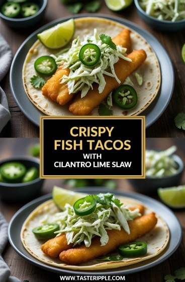 Crispy Fish Tacos with Cilantro Lime Slaw