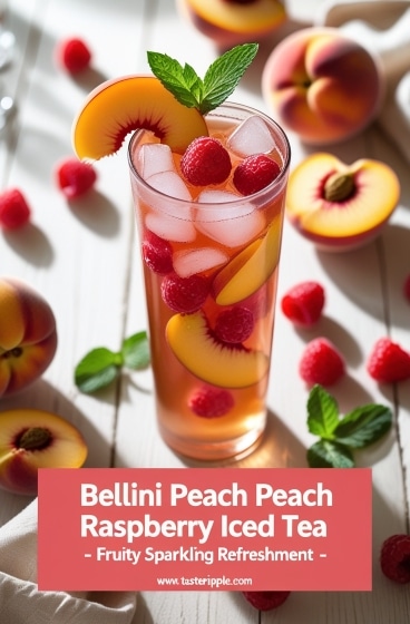 Bellini Peach Raspberry Iced Tea – Fruity Sparkling Refreshment