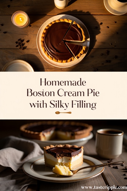 Homemade Boston Cream Pie with Silky Filling