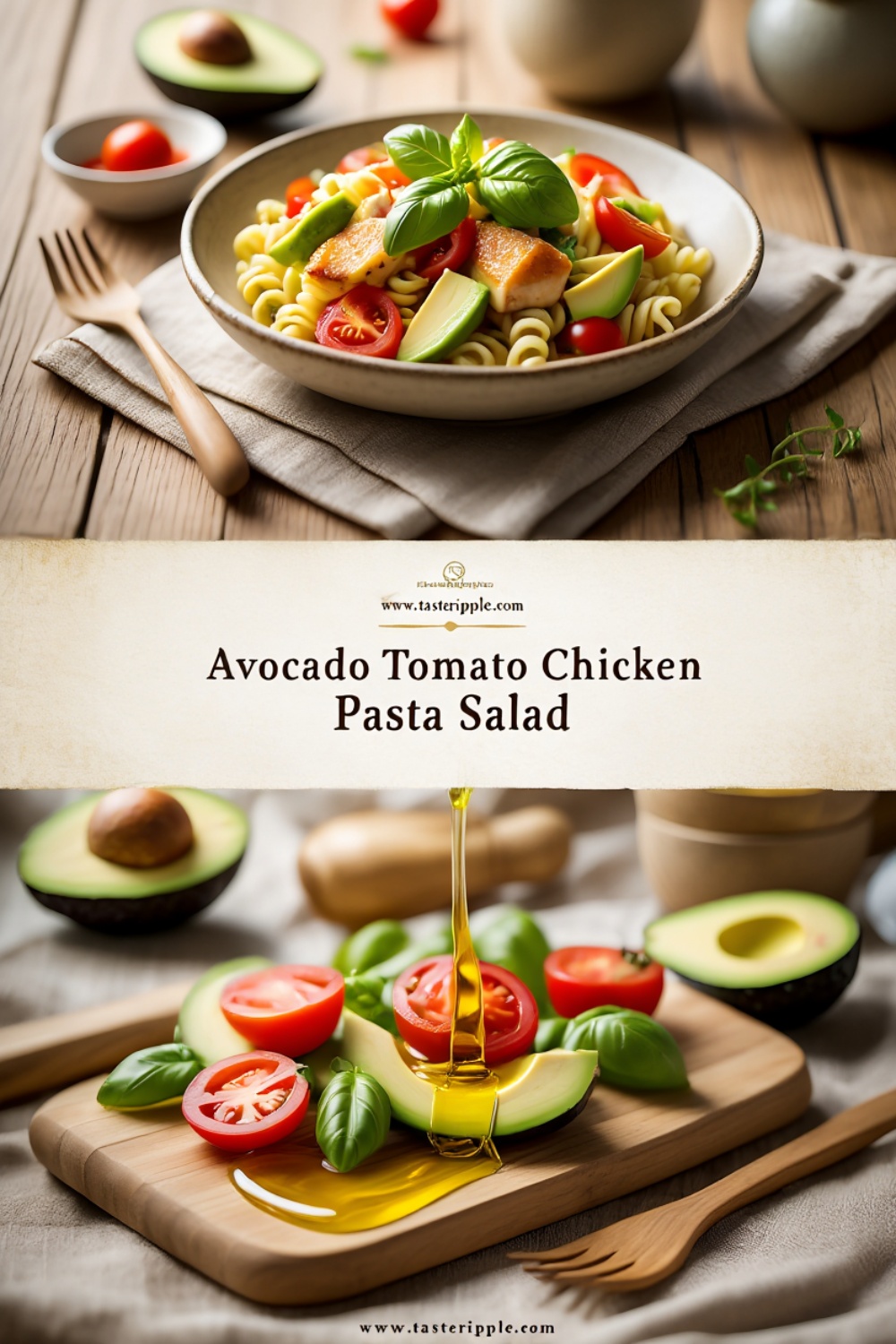 Avocado Tomato Chicken Pasta Salad – Creamy, Fresh & High Protein