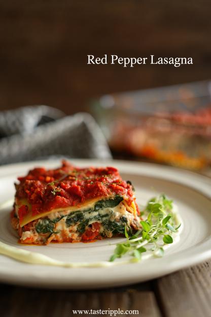 Red Pepper Spinach Lasagna