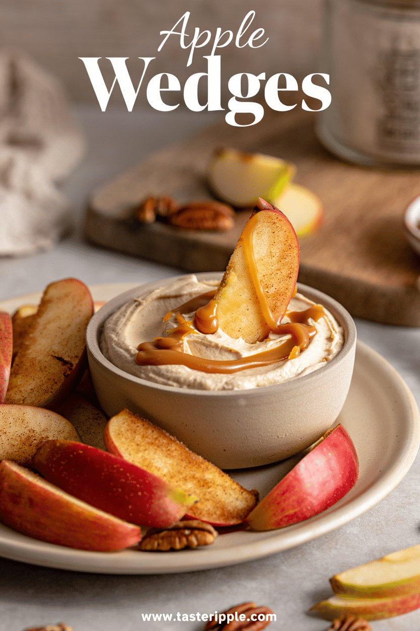 Air Fried Apple Wedges with Caramel Whipped Cream Dipping Sauce