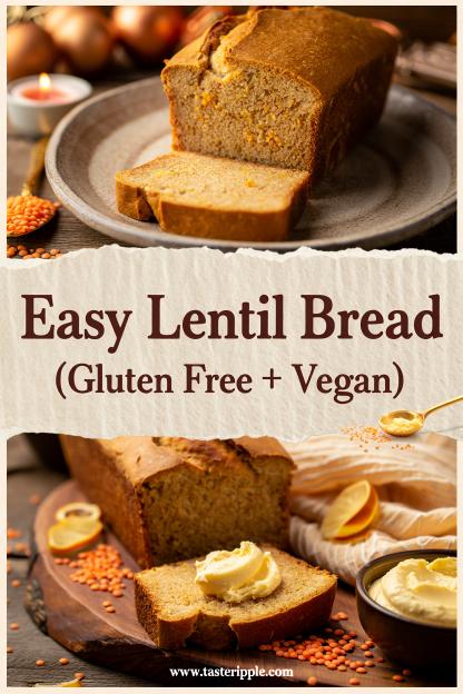 Easy Lentil Bread (Gluten-Free, Vegan, Grain-Free) – No Yeast, High Protein, Only 6 Ingredients