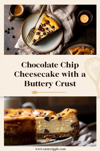 Chocolate Chip Cheesecake with a Buttery Crust