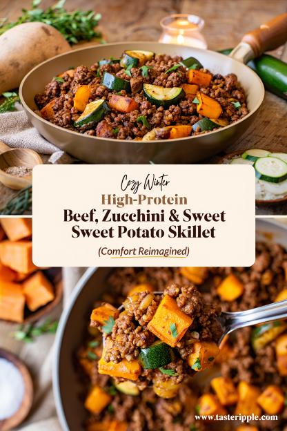 Cozy Winter High-Protein Beef, Zucchini & Sweet Potato Skillet (Comfort Reimagined)