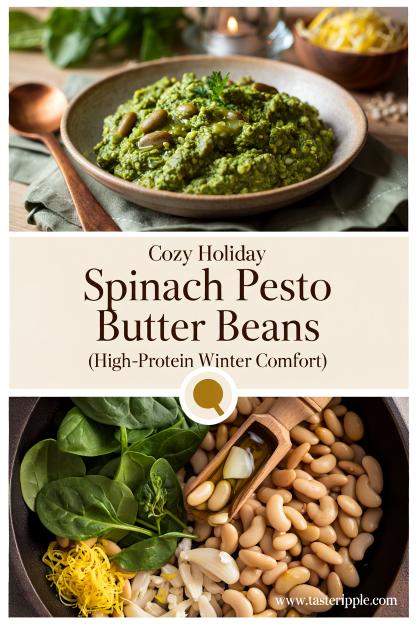 Creamy Winter Spinach Pesto Butter Beans (High-Protein, Cozy & Comforting)