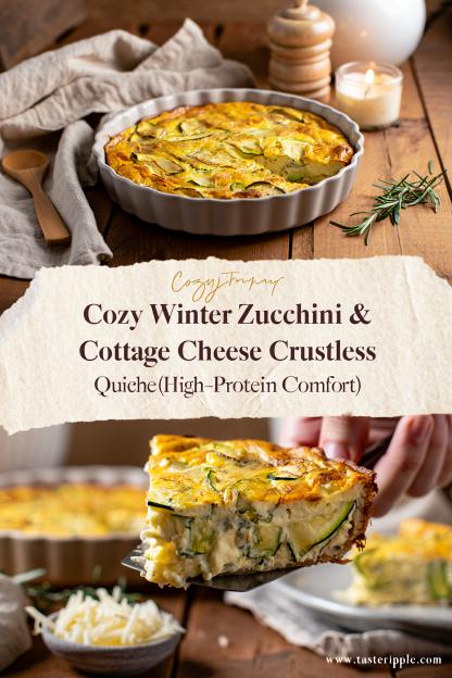 Cozy Winter Zucchini & Cottage Cheese Crustless Quiche (High-Protein Comfort)